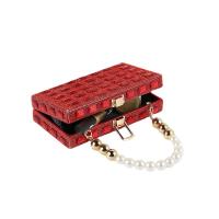 Plastic Pearl & Rhinestone Concise & Easy Matching Handbag with chain Solid PC