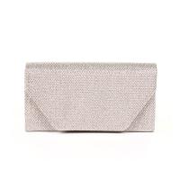 Polyester Concise & Easy Matching Clutch Bag with chain & soft surface & with rhinestone Solid silver PC