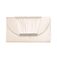 Polyester Concise & Pleat & Easy Matching Clutch Bag with chain & soft surface Solid pink PC