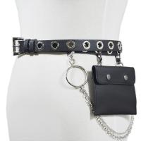 PU Leather Waist Pack with chain & detachable black PC