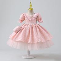 Polyester & Cotton Princess Girl One-piece Dress Cute & large hem design patchwork PC