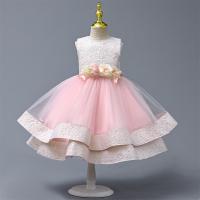 Gauze & Polyester & Cotton Princess Girl One-piece Dress Cute & large hem design patchwork PC