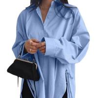 Polyester Plus Size Women Long Sleeve Shirt & short front long back & loose PC