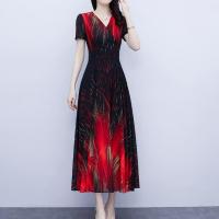 Chiffon Einteiliges Kleid, Gedruckt, Solide, mehr Farben zur Auswahl,  Stück
