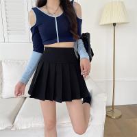 Polyester Soft & Pleated Skirt slimming Solid PC