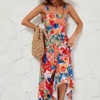 Polyester Waist-controlled One-piece Dress printed floral PC