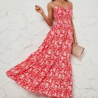 Polyester Waist-controlled Slip Dress printed floral PC