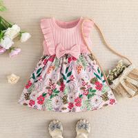 Polyester Slim Girl One-piece Dress printed butterfly pattern multi-colored PC
