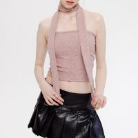 Viscose & Polyamide & Spandex & Polyester Tube Top midriff-baring embroidered letter PC