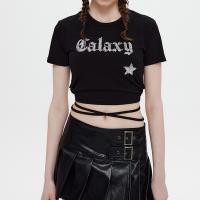 Spandex & Cotton Women Short Sleeve T-Shirts midriff-baring embroidered letter PC