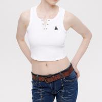 Spandex & Polyester & Cotton Slim Tank Top midriff-baring embroidered letter PC