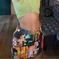 Milk Fiber Step Skirt Skirt & above knee printed multi-colored PC