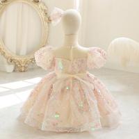 Polyester Princess Girl One-piece Dress large hem design & two piece Hair Band & skirt patchwork Others multi-colored PC