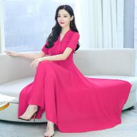 Chiffon Waist-controlled & Soft One-piece Dress & ankle-length Solid PC