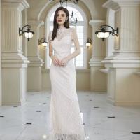 Polyester Waist-controlled & Slim Long Evening Dress & breathable Solid white PC