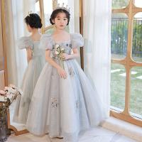 Polyester Ball Gown Girl One-piece Dress Cute gray PC