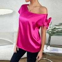 Polyester Vrouwen short sleeve blouses Fuchsia stuk