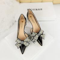 PU Leather Stiletto High-Heeled Shoes & with rhinestone Pair