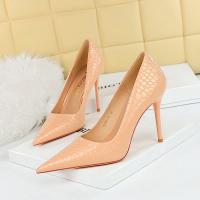 Patent Leather & PU Leather Stiletto High-Heeled Shoes Pair