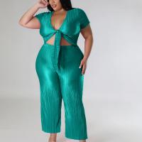 Polyester Plus Size Women Casual Set & two piece & loose Pants & top Set