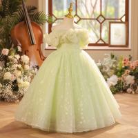 Polyester Ball Gown Girl One-piece Dress Cute green PC