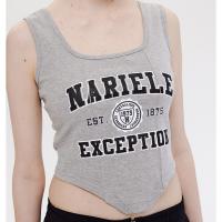 Spandex & Cotton Tank Top midriff-baring printed letter PC