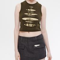 Spandex & Coton T-shirt sans manches femmes Imprimé Lettre plus de couleurs pour le choix pièce