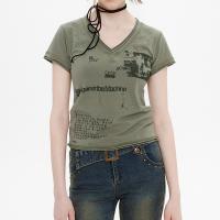 Spandex & Coton T-shirts femmes à manches courtes Imprimé Lettre plus de couleurs pour le choix pièce