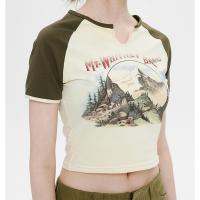 Spandex & Baumwolle Frauen Kurzarm T-Shirts, Gedruckt, mehr Farben zur Auswahl,  Stück