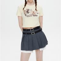 Spandex & Baumwolle Frauen Kurzarm T-Shirts, Gedruckt, Cartoon, mehr Farben zur Auswahl,  Stück
