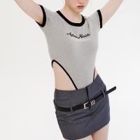 Spandex & Algodón Jumpsuit de mujer, bordado, carta, más colores para elegir,  trozo