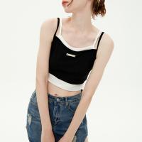 Viscose & Spandex & Polyester Camisole midriff-baring & fake two piece PC