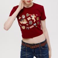 Spandex & Katoen Vrouwen korte mouw T-shirts Afgedrukt meer kleuren naar keuze stuk