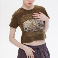 Coton T-shirts femmes à manches courtes Imprimé Lettre plus de couleurs pour le choix pièce