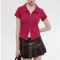 Spandex & Polyester & Cotton Slim Women Short Sleeve T-Shirts midriff-baring letter PC