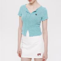 Spandex & Polyester Women Short Sleeve T-Shirts midriff-baring embroider letter PC