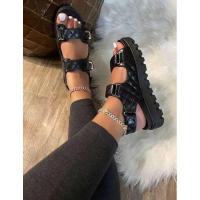 Rubber & PU Leather Flange & velcro Women Sandals Solid Pair