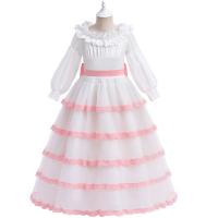Polyester Princess Girl One-piece Dress pink and white PC