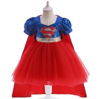 Polyester with cape & Princess Girl One-piece Dress Sequin red and blue PC