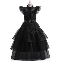 Polyester Princess Girl One-piece Dress Solid black PC