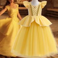 Polyester Princess Girl One-piece Dress Solid yellow PC