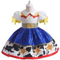 Polyester Princess Girl One-piece Dress Sequin blue and white PC