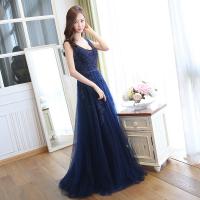 Polyester Long Evening Dress see through look & backless  embroider Solid PC
