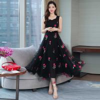Gauze Waist-controlled & Soft One-piece Dress double layer printed floral PC