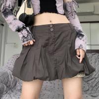 Woven Soft & Bud Skirt & breathable Solid brown PC
