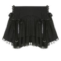 Gauze Skirt irregular & double layer Solid black PC