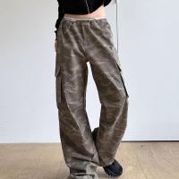 Polyester Straight Women Long Trousers & loose printed camouflage PC