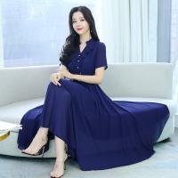 Chiffon Waist-controlled One-piece Dress double layer Solid PC
