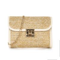 Straw & PU Leather Box Bag Woven Shoulder Bag PC