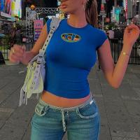 Spandex Slim Women Short Sleeve T-Shirts midriff-baring PC